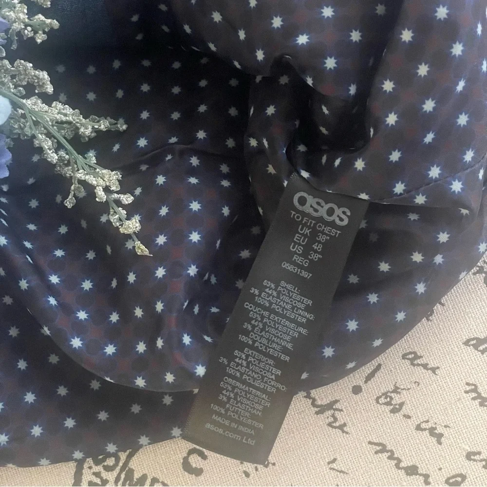 ASOS Suit Jacket & Vest Double Breasted in Blue Melange / Size 36 38 - Picture 13 of 13